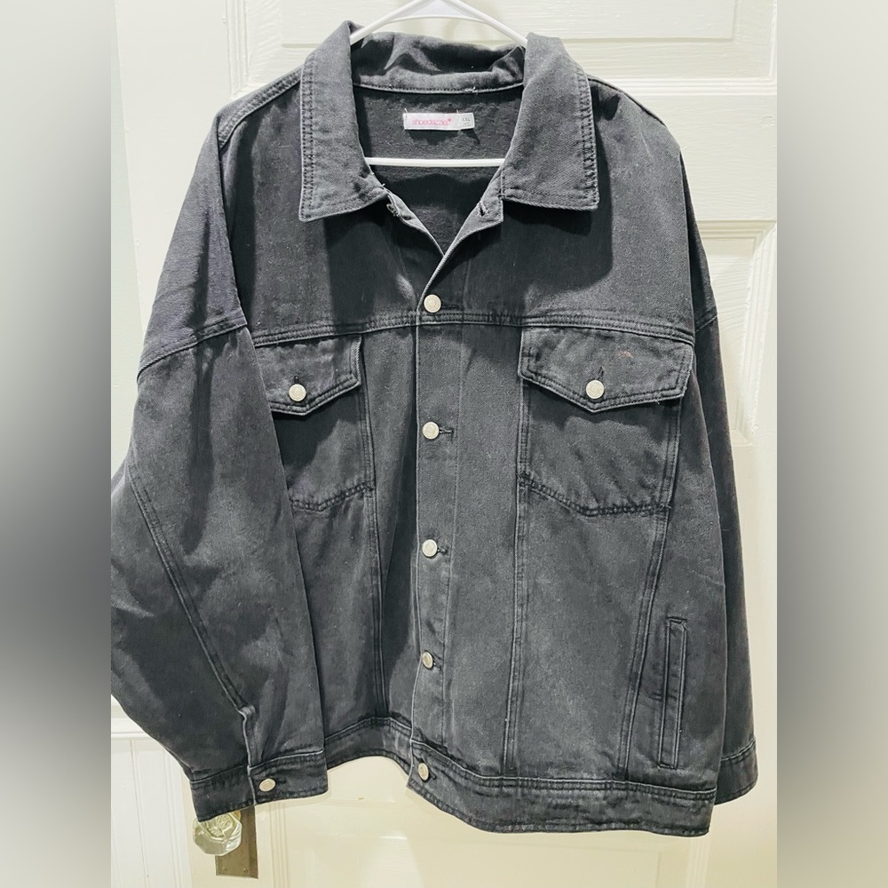 Shoe Dazzle Black Long Denim Jacket, XXL, NWT
